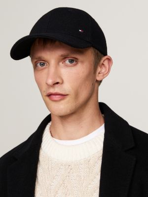 cappello da baseball corporate in misto lana nero da uomini tommy hilfiger