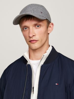 cappello da baseball corporate in misto lana grigio da uomini tommy hilfiger