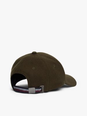 cappello da baseball corporate in misto lana verde da uomini tommy hilfiger