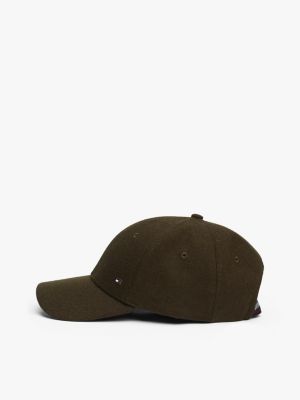 cappello da baseball corporate in misto lana verde da uomini tommy hilfiger