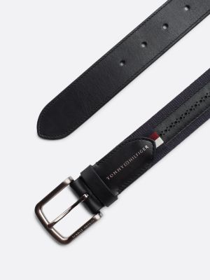 black leather and webbing casual belt for men tommy hilfiger