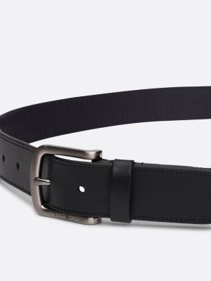 black leather and webbing casual belt for men tommy hilfiger