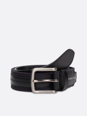 Ceinture Casual en cuir et toile Noir Tommy Hilfiger