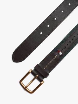 Ceinture Casual en cuir et toile Noir Tommy Hilfiger