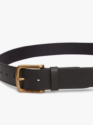 zwart casual riem van leer en webbing voor heren - tommy hilfiger