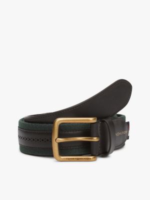 black casual riem van leer en webbing voor heren - tommy hilfiger