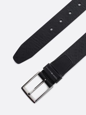 cintura th business con monogrammi in rilievo nero da uomini tommy hilfiger