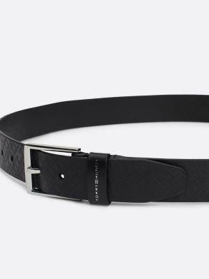 ceinture th business à monogramme noir pour hommes tommy hilfiger