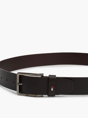 grey square buckle leather belt for men tommy hilfiger