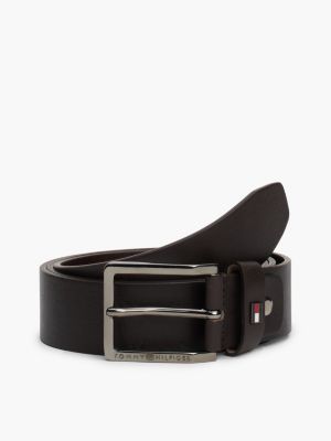 grey leren riem met vierkante gesp voor heren - tommy hilfiger