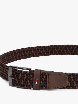 brown braided enamel flag belt for men tommy hilfiger