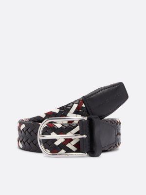 ceinture th business tressée en cuir blue pour hommes tommy hilfiger