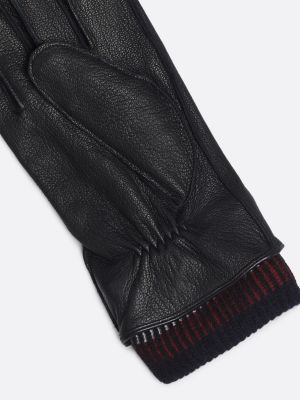 black corporate leather gloves for men tommy hilfiger