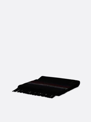 black corporate wool fringe scarf for men tommy hilfiger