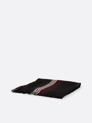 écharpe corporate en laine majoritaire noir pour hommes tommy hilfiger