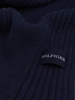 sciarpa hilfiger monotype con lana blu da uomini tommy hilfiger