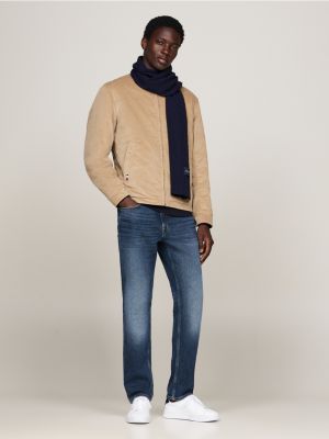 écharpe en laine et coton hilfiger monotype bleu pour hommes tommy hilfiger