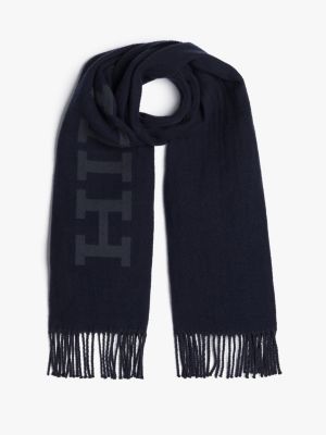 blue hilfiger monotype wool scarf for men tommy hilfiger