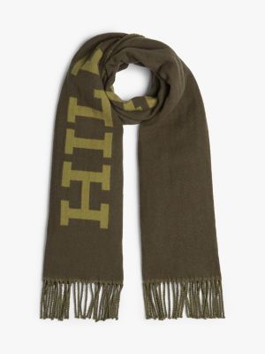 brown hilfiger monotype wool scarf for men tommy hilfiger