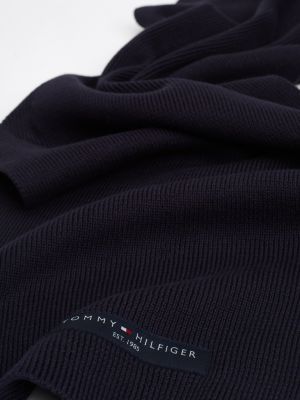 blue logo fine knit scarf for men tommy hilfiger