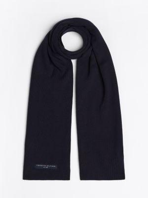 blue logo fine knit scarf for men tommy hilfiger