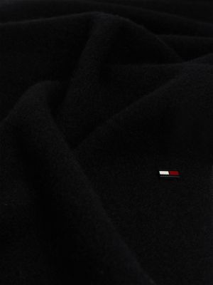 schwarz kaschmirschal mit emaille-flag und fransen für herren - tommy hilfiger