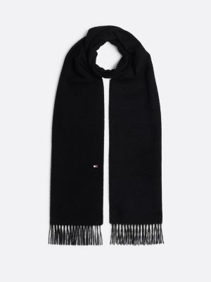 sciarpa in cashmere con bandierina smaltata black da uomini tommy hilfiger