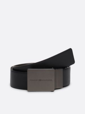 black reversible textured leather belt for men tommy hilfiger