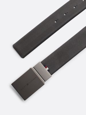 black reversible textured leather belt for men tommy hilfiger