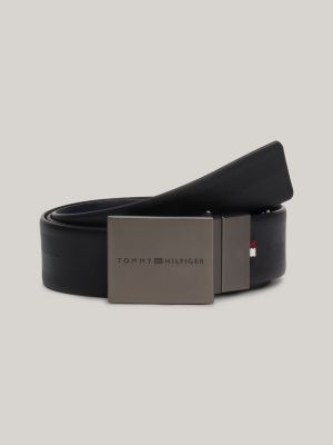 Ceinture reversible texturee en cuir Bleu Tommy Hilfiger