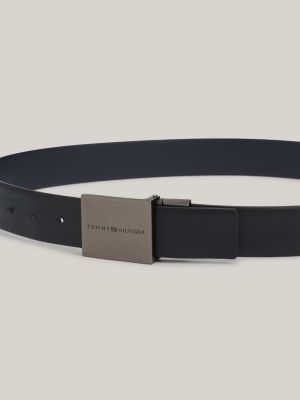 blue reversible textured leather belt for men tommy hilfiger