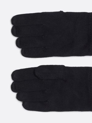 black hilfiger flag embroidery gloves with cashmere for men tommy hilfiger