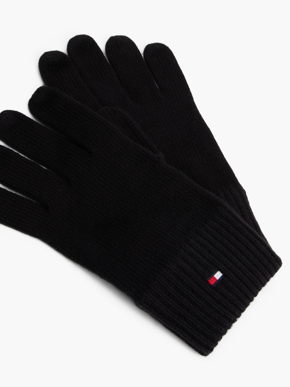 Hilfiger Flag Embroidery Gloves With Cashmere — Black
