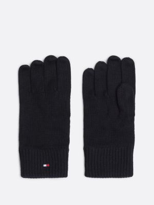 black hilfiger flag embroidery gloves with cashmere for men tommy hilfiger