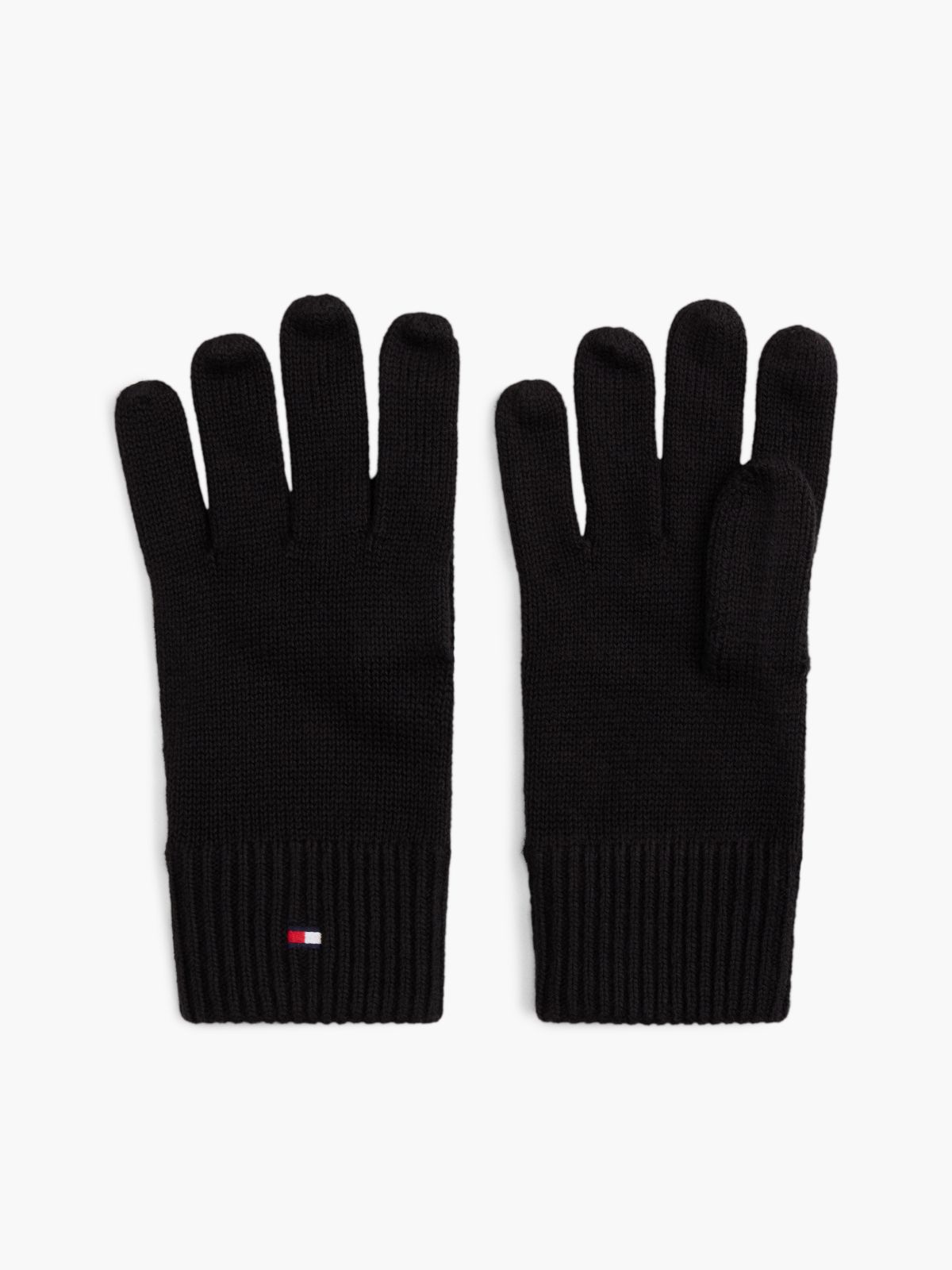 Hilfiger Flag Embroidery Gloves With Cashmere — Black