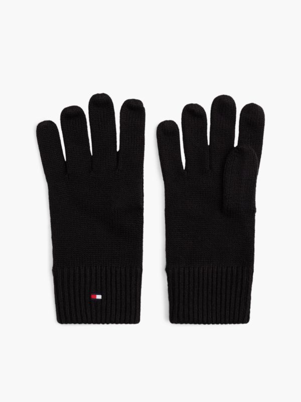 Hilfiger Flag Embroidery Gloves With Cashmere — Black