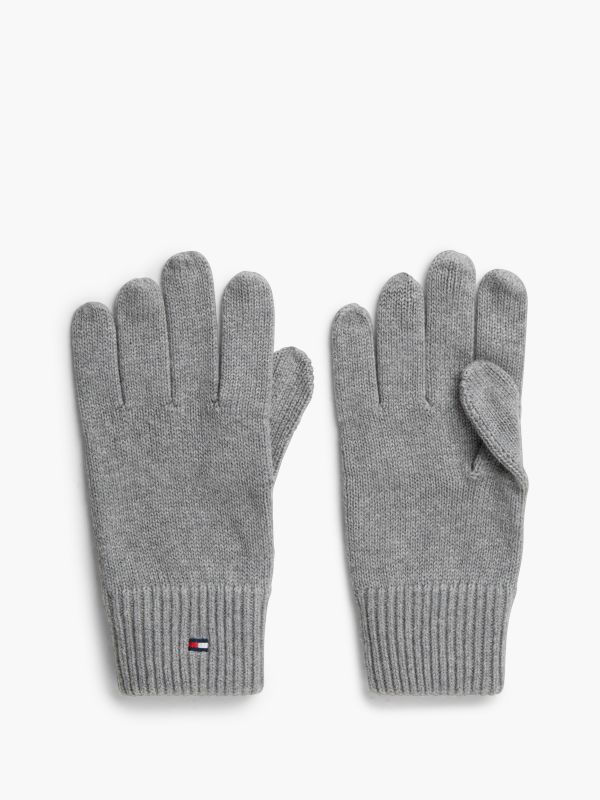 Hilfiger Flag Embroidery Gloves With Cashmere — Grey