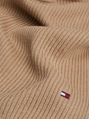 sciarpa con cashmere e bandierina beige da uomini tommy hilfiger