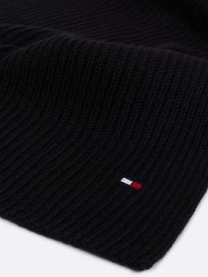 black hilfiger flag embroidery scarf with cashmere for men tommy hilfiger