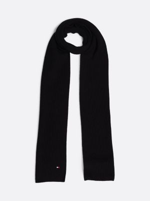 black hilfiger flag embroidery scarf with cashmere for men tommy hilfiger