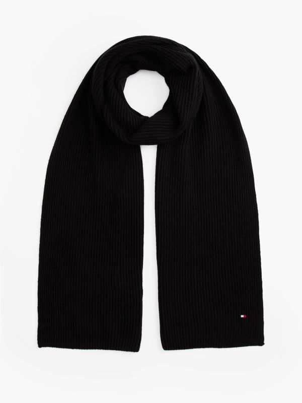 Hilfiger Flag Scarf With Cashmere — Black