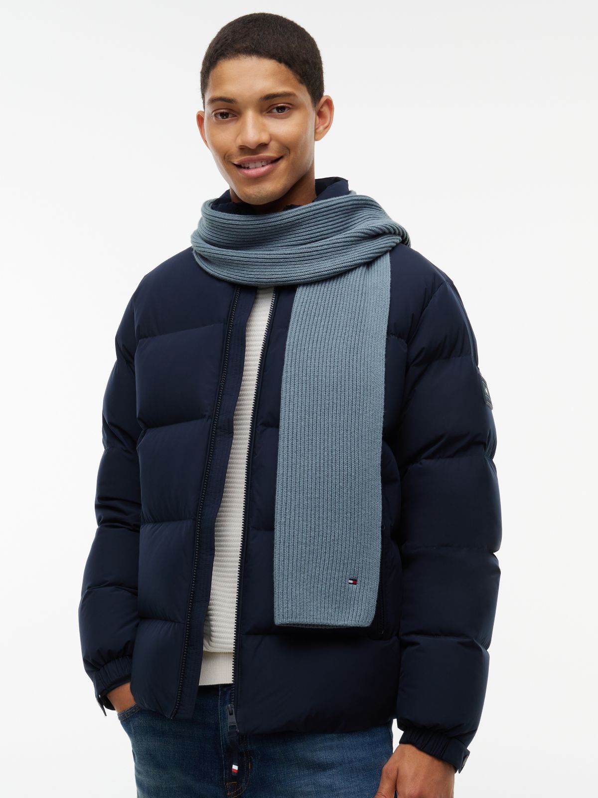 Hilfiger Flag Scarf With Cashmere — Blue