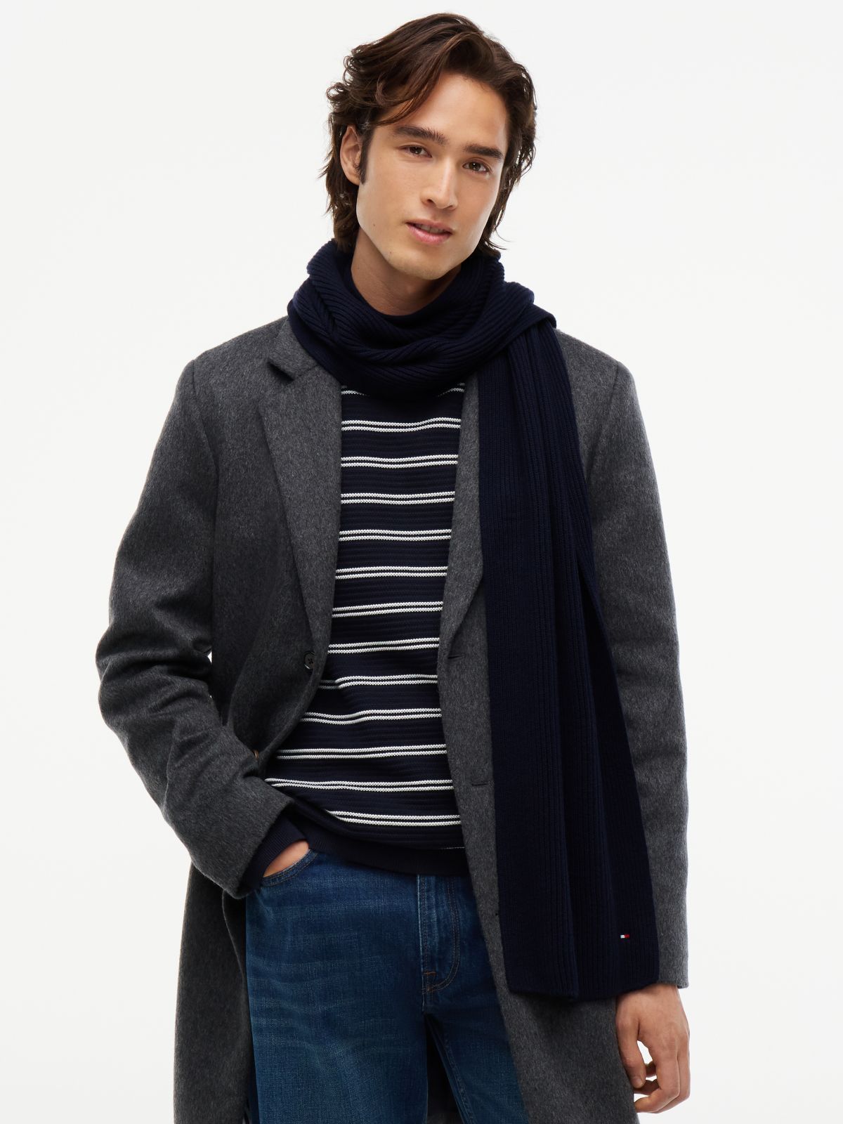 Hilfiger Flag Scarf With Cashmere — Blue