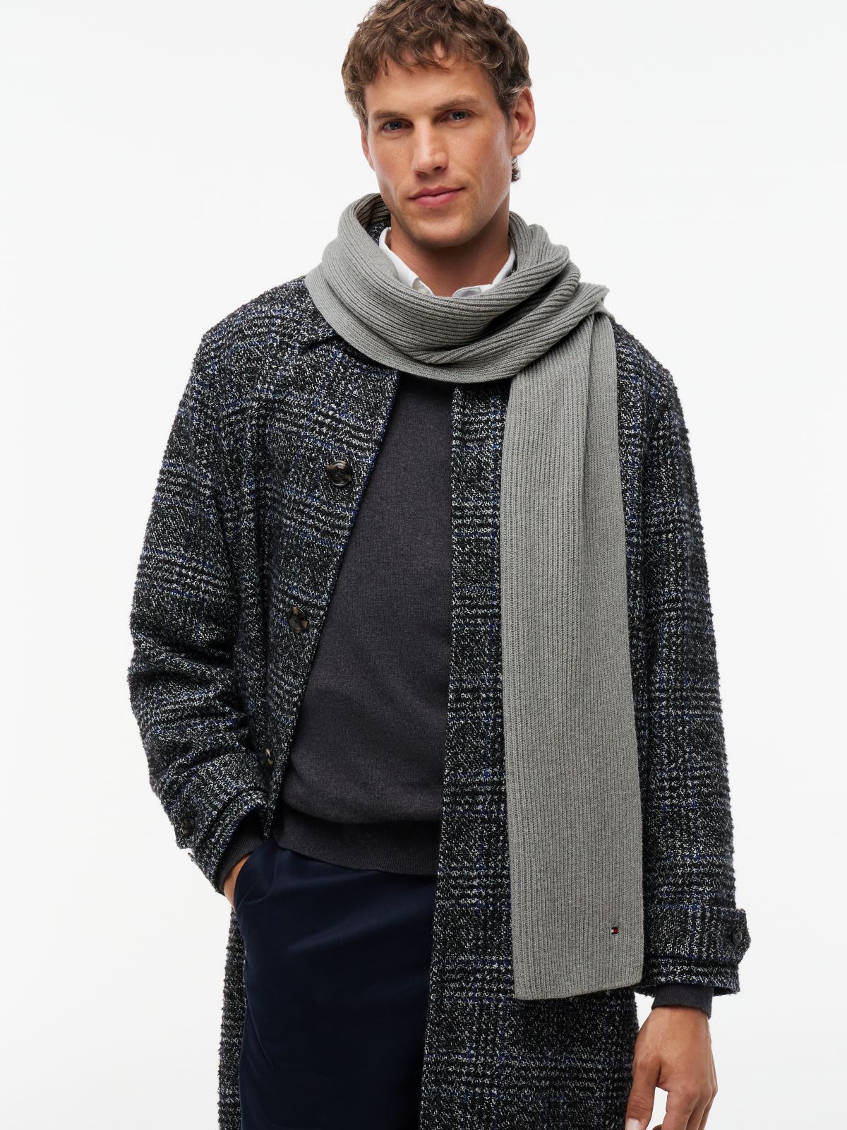 Hilfiger Flag Scarf With Cashmere — Grey