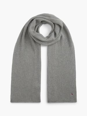 grey hilfiger flag scarf with cashmere for men tommy hilfiger