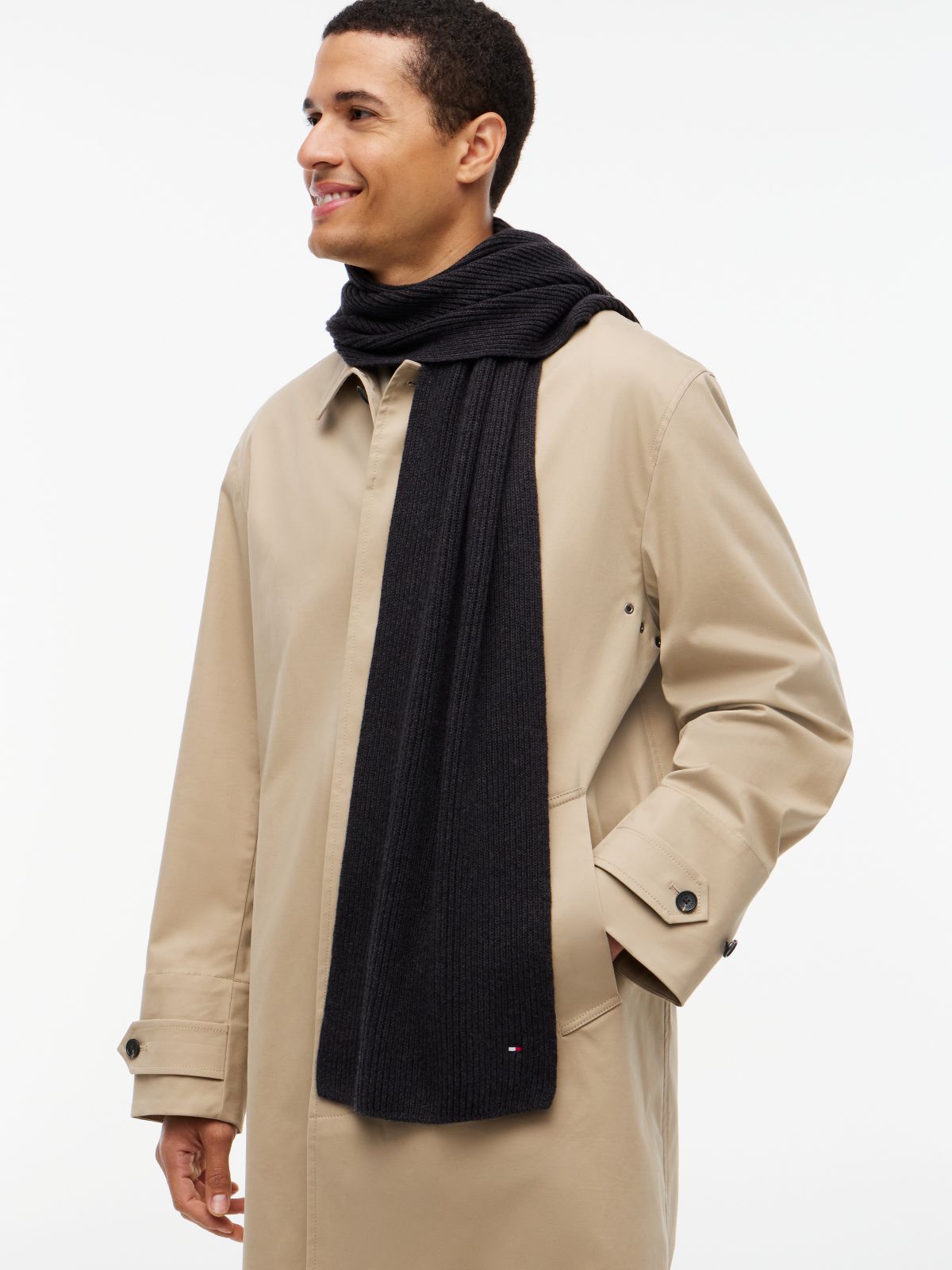 Hilfiger Flag Scarf With Cashmere — Grey