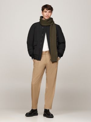 brown hilfiger flag embroidery scarf with cashmere for men tommy hilfiger