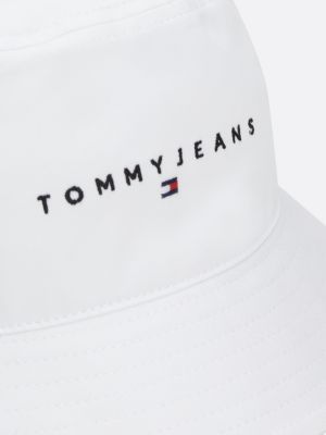 white logo embroidery bucket hat for men tommy jeans