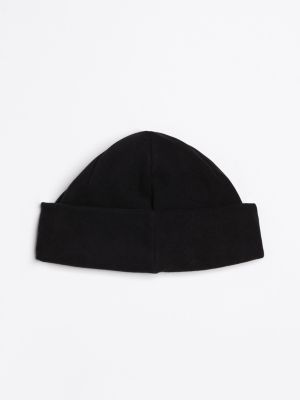 black logo embroidery beanie hat for men tommy jeans