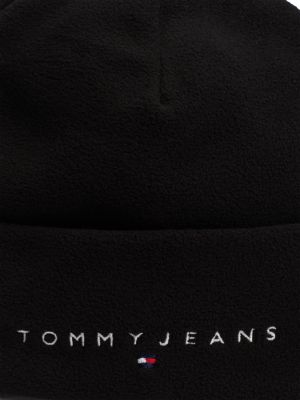 black logo embroidery beanie hat for men tommy jeans